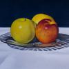 "Three Earth Toned Apples", 4" x 6", oil on panel, Robert K. Roark, SOLD