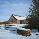"Barnyard Under a Blanket of Snow", oil on panel, 8" x 10", Robert K. Roark
