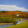 "Stowe Community Church And Little River", oil on panel, 9" x 12", Robert K. Roark